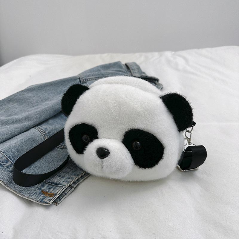 

Cute Cartoon Panda Plush Shoulder Bag Kids Crossbody Bag Student Wallet Coin Purse Kids Phone Bag Best Birthday Gift чёрный