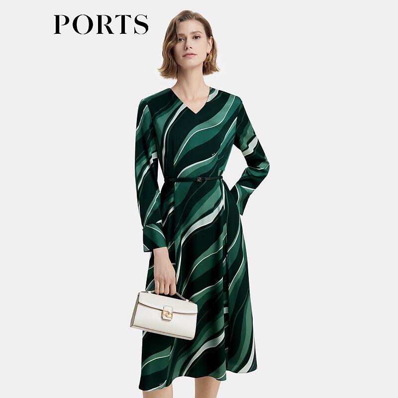 

PORTS Seine Ripples Print Silk Blend Midi Dress S /4