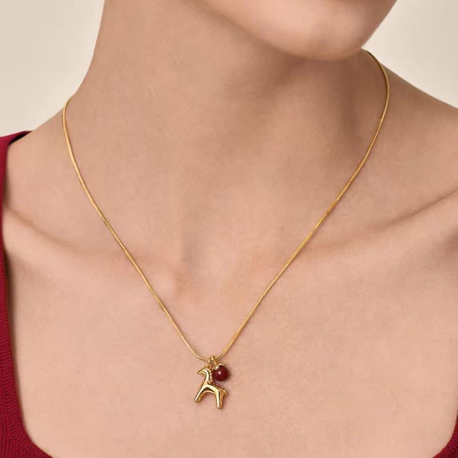 Sunny Pony Chinese Zodiac Pendant Necklace - Versatile and Stylish Design for Women