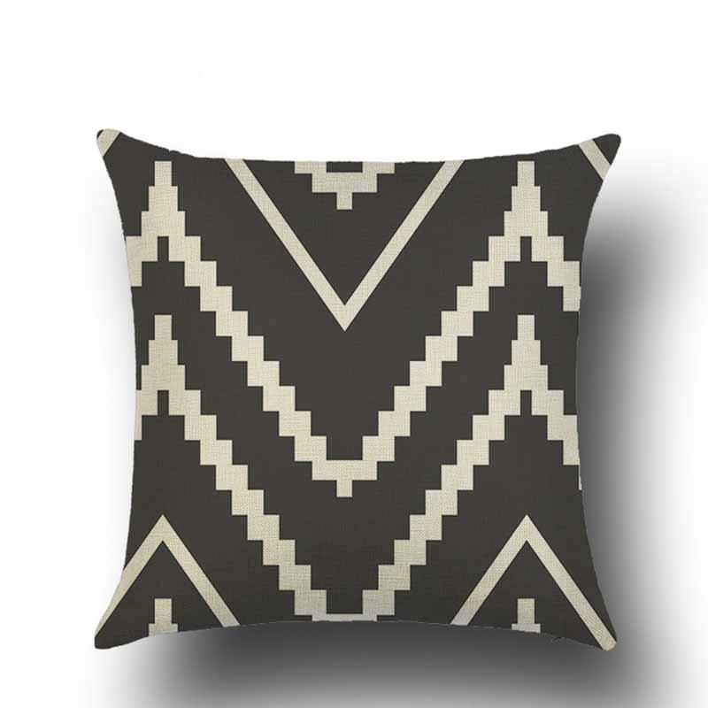 Nordic Black and White Geometric Pattern Linen Pillowcase Modern New American Triangle Abstract Style Sofa Pillow