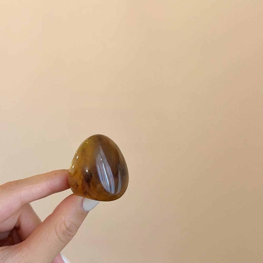 Melard Color Acrylic Geometric Ring Oval Wide Irregular Ring Unique Transparent Resin Ring  Jewelry