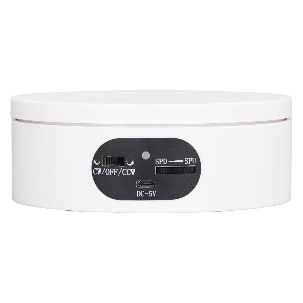 Rotating Display Stand 5.5lb Load Capacity 360 Degree Photography Turntable Plug in Battery Knob Speed Control White