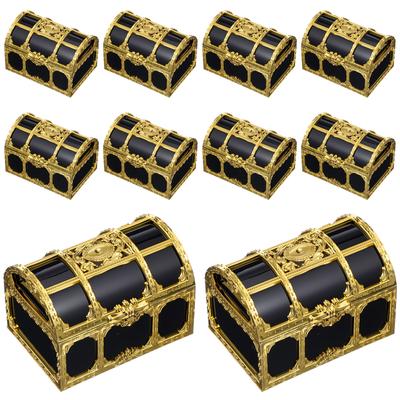 10Pcs Pirate Treasure Chest Mini Plastic Storage Box Vintage Jewelry Trinket Organizer for Birthday Halloween Christmas Party