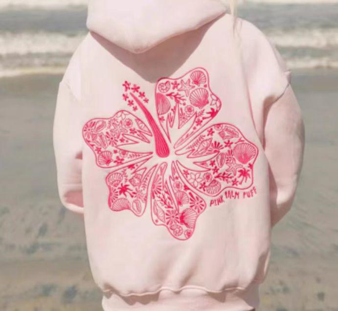 

Осень/Зима 2025 Толстовка с капюшоном в корейском стиле с цветочной вышивкой S