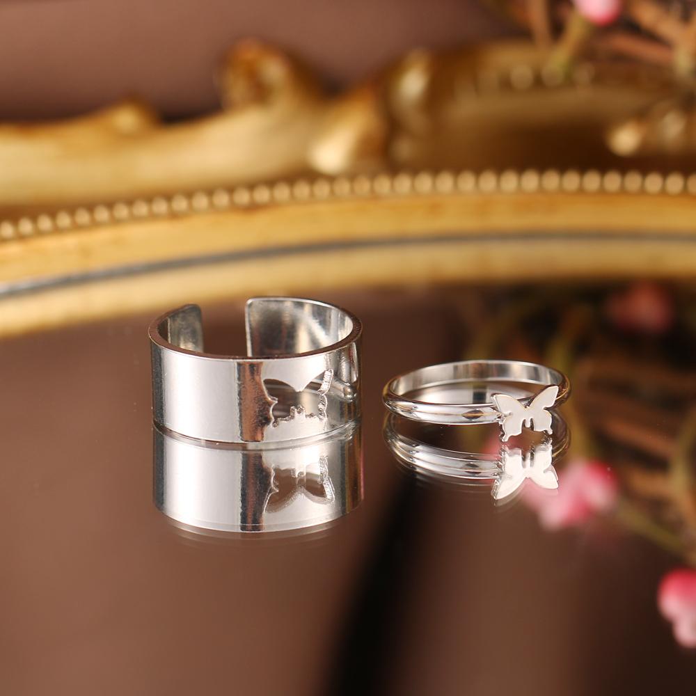 Anillo de mariposa, moda Punk, anillo con apertura de mariposa dorada y plateada, pareja de hombres y mujeres, anillo de Animal hueco para aniversario