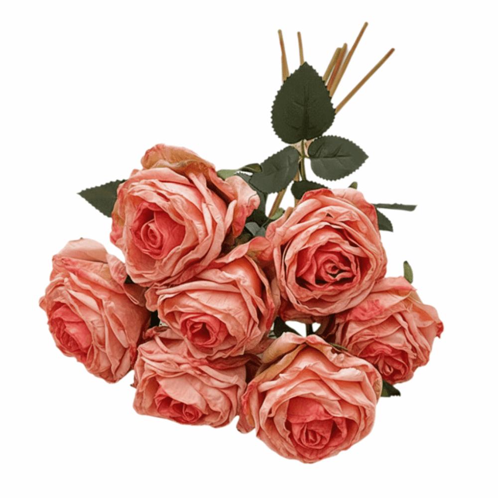 7PCS/Bundle 7 Head Rose Artificial Flower Silk Petals Faux Flower  Desktop Ornament