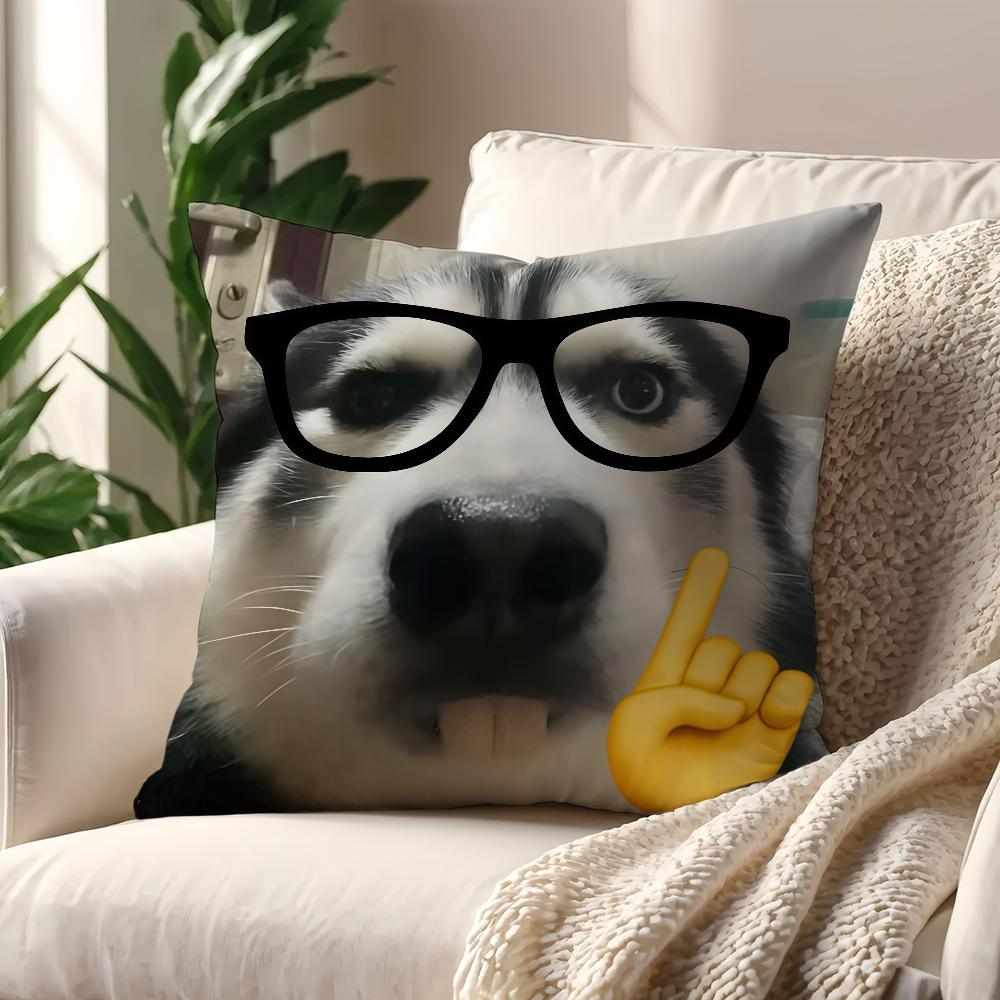 Cartoon Funny Dog Meme Kawaii Glasses Cushion Cover For Pillow Printing Sofa Decoration Home Car Room Office Nordic Simplicity