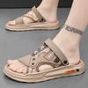 Men's Triple Color Beach Sandals 39-44 | Black Grey Khaki Outdoor Shoes Non-Slip Sole Arch Support for Summer Swimming & Walking
