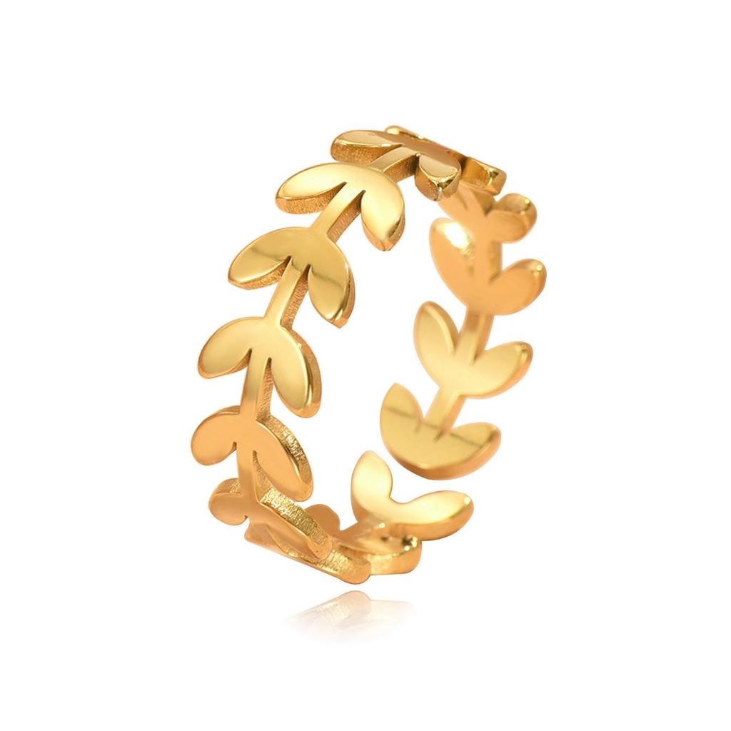 Elegant Adjustable Stainless Steel Leaf Ring for Women - Colorfast Jewelry