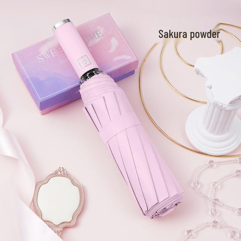 Windproof Black Glue Automatic 10-Rib Folding Umbrella - Sun Protection & Sunshade