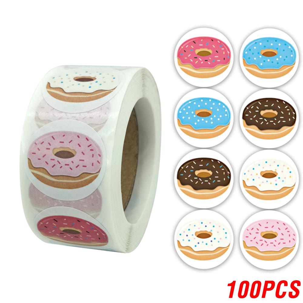 

100-500PCS Round Donut Stickers Homemade Bakery Baking Colorful Decoration Labels Kids Party Scrapbooking Stationery Stickers