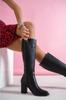 Women Modern Stylish Fashion Boots Boots Women Long Zippered Stone Detailed Skin Boots