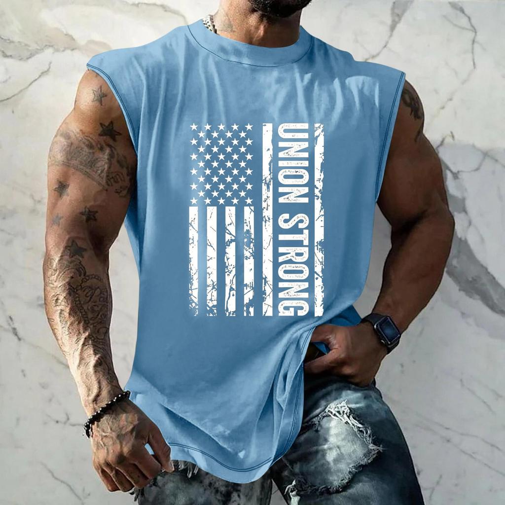 Men Sleeveless Tank Top Loose Fit Casual Workout Muscle Shirt Printed Graphic Design Lightweight Summer Athletic Vest