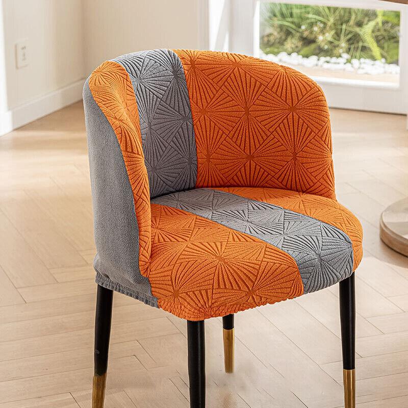1PC Jacquard Circular Backrest Chair Cover Elastic Dustproof Dining Chair Cover Office Chair Seat Cover Home Decoration