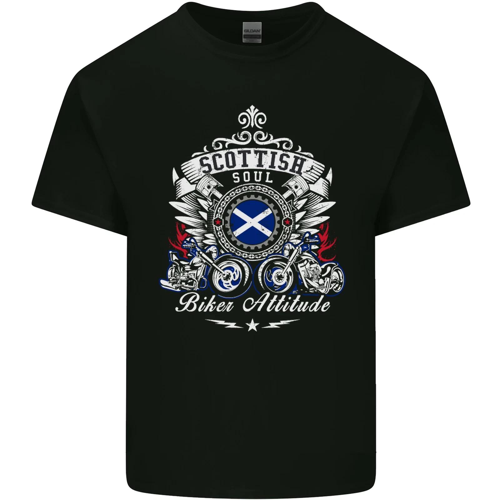 Scottish Soul Biker Attitude Motorcycle Kids T-Shirt Childrens L