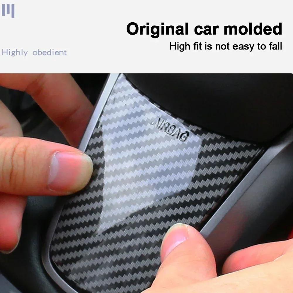 Steering Wheel Trim Cover For Tesla Model 3/Y Interior Accessories Compatible With Tesla Model 3 Model Y Carbon Fiber Pattern