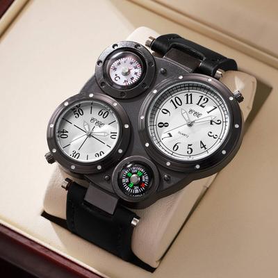 Relojes Deportivos de Lujo para Hombre con Esfera Grande, Relojes de Pulsera de Cuarzo Casuales con Correa de Cuero para Hombre, Reloj Reloj Hombre