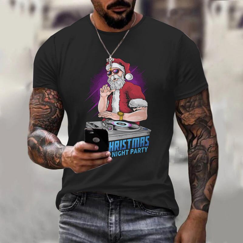 Cross-border Santa Claus Digital T-shirt Men's and Women's Large Size Fashion Short-sleeved Summer Cool Creative 3DT-shirt