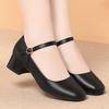 One-word buckle work shoes black tooling shoes interview commuter single shoes thick heel women's shoes women's leather shoes