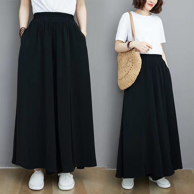 

Big Size Women s Loose Leisure Straight Trousers 300 Pounds of Thin Loose High-waisted Draped Wide-leg Trouser Skirt 5XL чорний