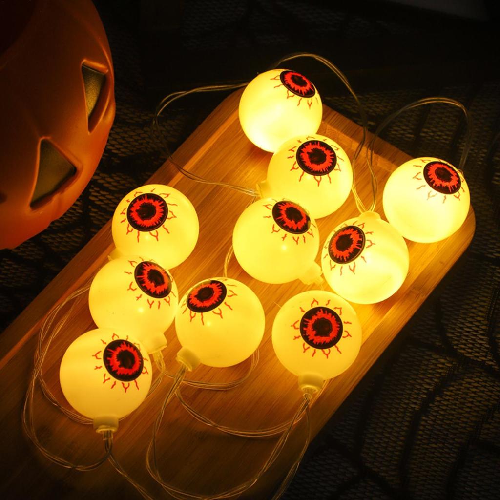 2025 Halloween Eyeball String Lights 20Pcs/set LED Battery Operated Eyeball Lights Halloween Spooky Eyeball Decorations