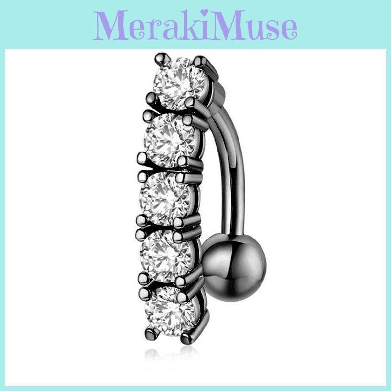 Stylish Stainless Steel Cz Inlaid Belly Button Ring Wholesale Piercing Jewelry