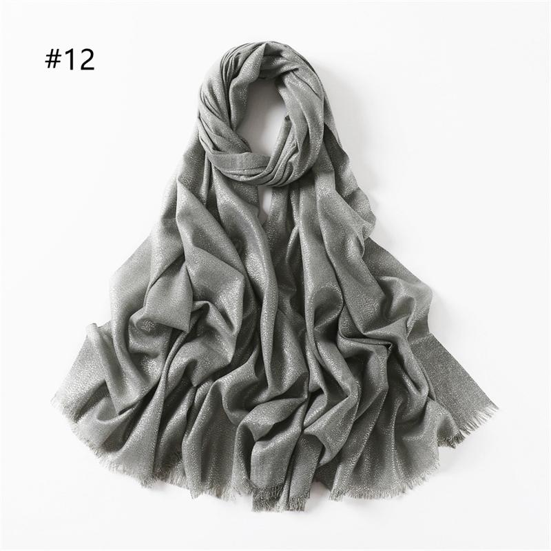 23 Colors Glitter Hijab Cotton Scarf Wraps Plain Shawls Rayon Fabric Silk Silver Wire Headscarf Muslim Scarf Women Instant Hijab