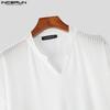 INCERUN Men Short Sleeves Solid Color See Through Casual Loose T-Shirts