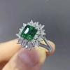 Huitan Elegant Green Cubic Zirconia Rings for Women AAA Crystal CZ Stone Wedding Anniversary Gift Stylish Lady's Party Jewelry