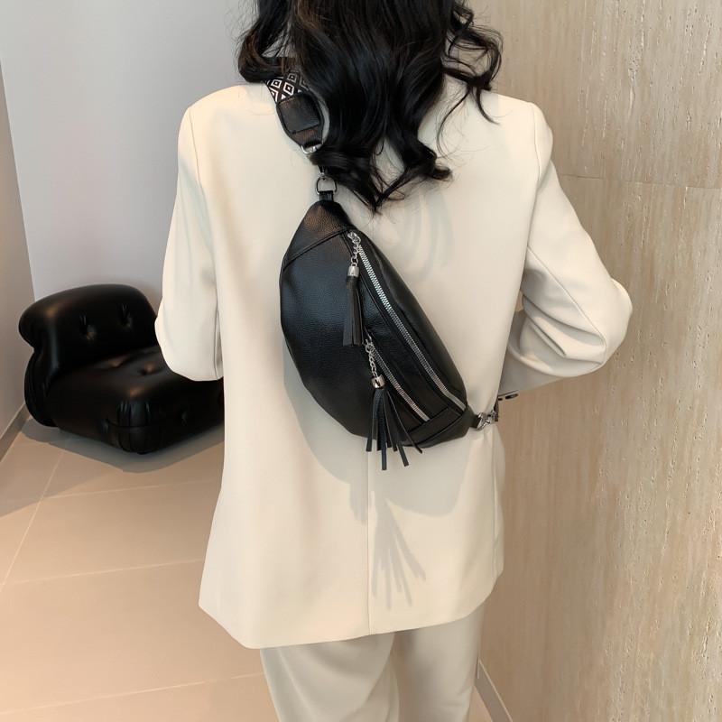 Stylish 2024 New Womens Slouchy Shoulder Bag In Black Beige Brown With Chic Tassel Design