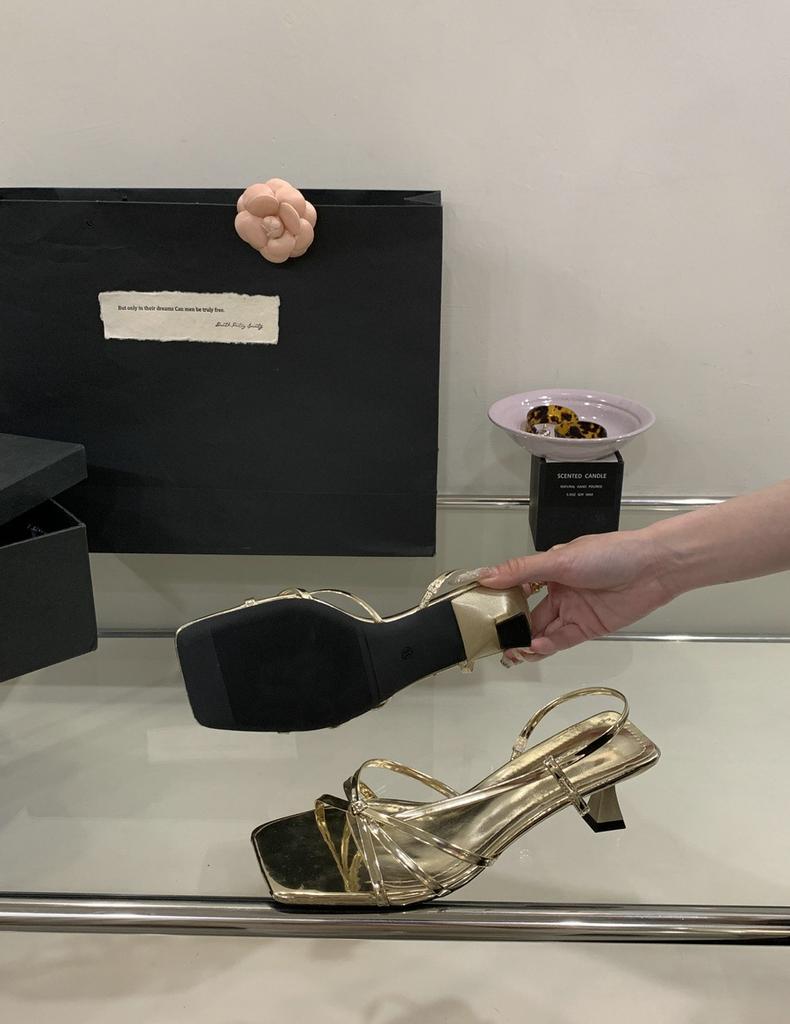 French niche silver sandals thick heel fairy shoes 2025 new summer with skirt thin belt temperament high heels