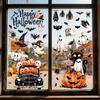 New Halloween Window Stickers Retro Truck Pumpkin Black Cat Ghost Seamless Static Stickers Party Window Grilles