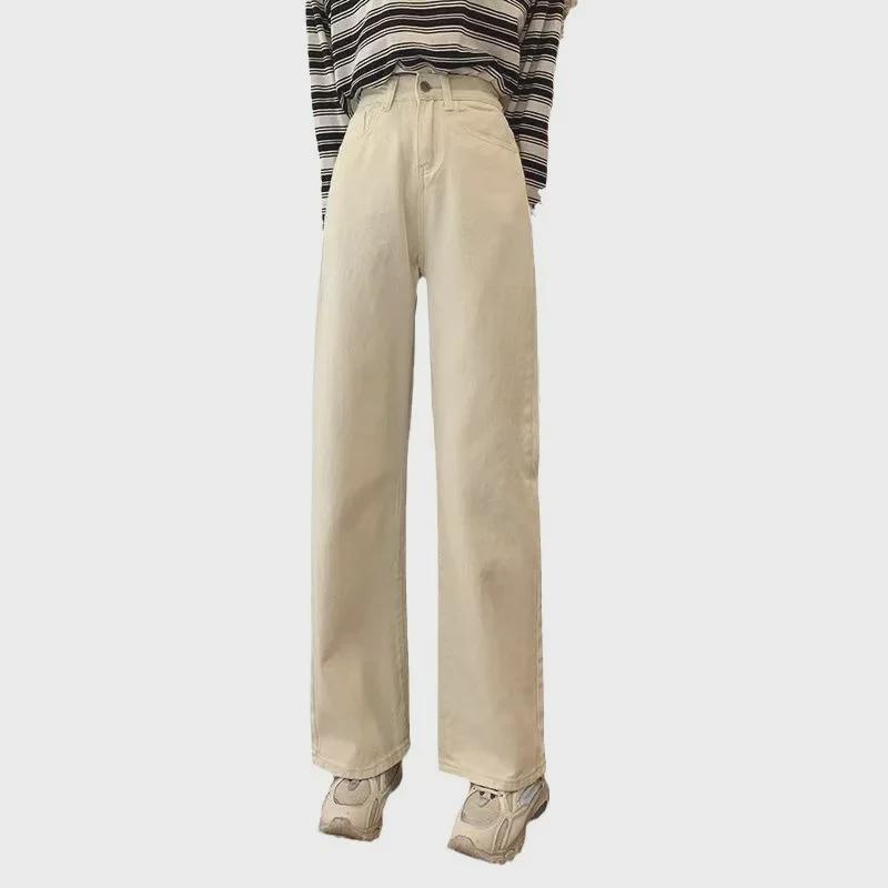 Retro High-Waist Women's Jeans: New Slim Korean Wide-Leg Trousers for Spring and Autumn, Small Sizes.