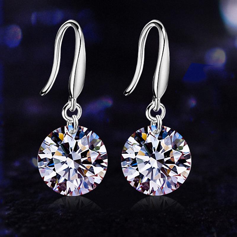 Silver-Plated Zircon Fashion Earrings with Bare Stone Design