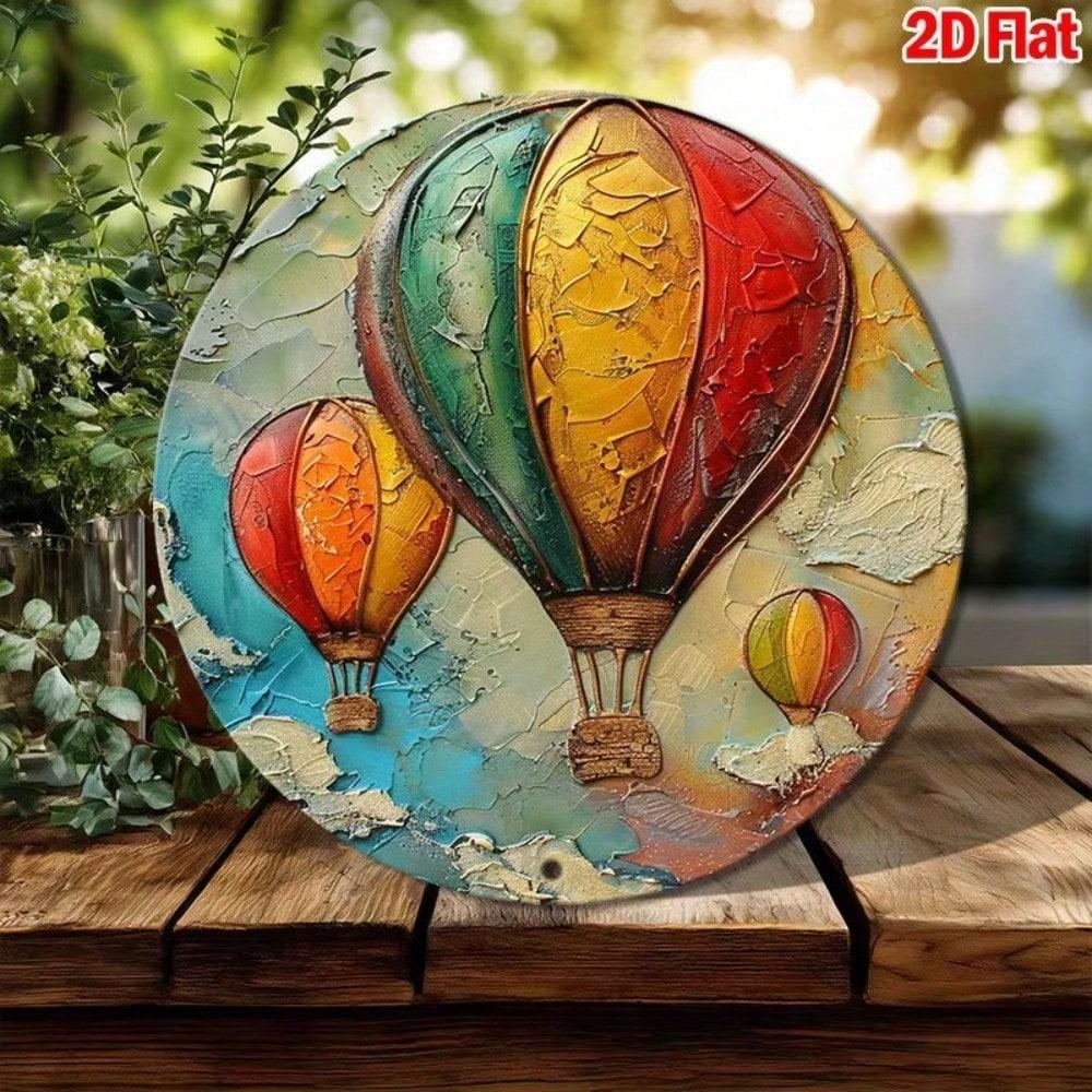 Retro Hot Air Balloon Metal Wall Poster Decor for Living Room