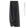 Summer 2025 Women's High-Waisted Gray Wide-Leg Pants - Slimming, Floor-Length, Drapey, Loose, Casual Straight-Leg Design.
