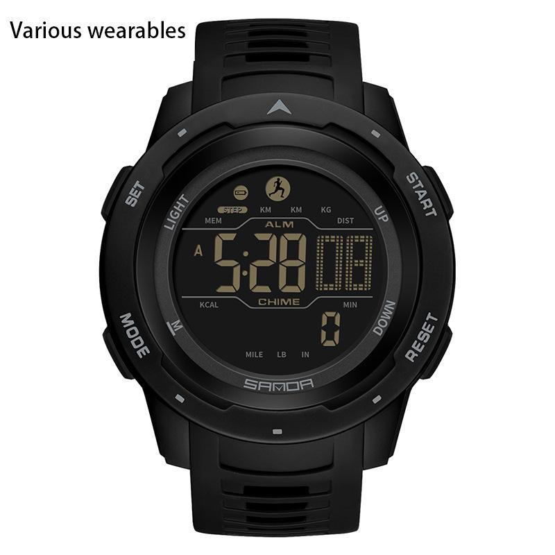 Calorie Pedometer Electronic Watch Waterproof Multifunctional Sports Shockproof Smart Alarm Clock Watch for Men and Women