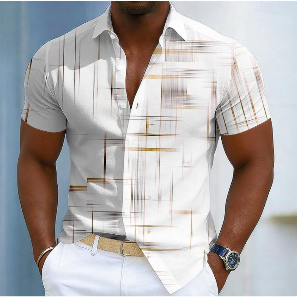 Men's Simple Pattern  3D Print Shirt Button Up Shirt Casual Shirt Summer Shirt Short Sleeve Daily Vacation Clothing