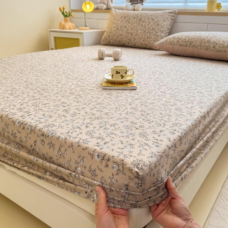 1pc Rose Print Fitted bed sheet with Elastic Band Comfortable and Breathable Single/Queen drap de lit Soft for protector colchon