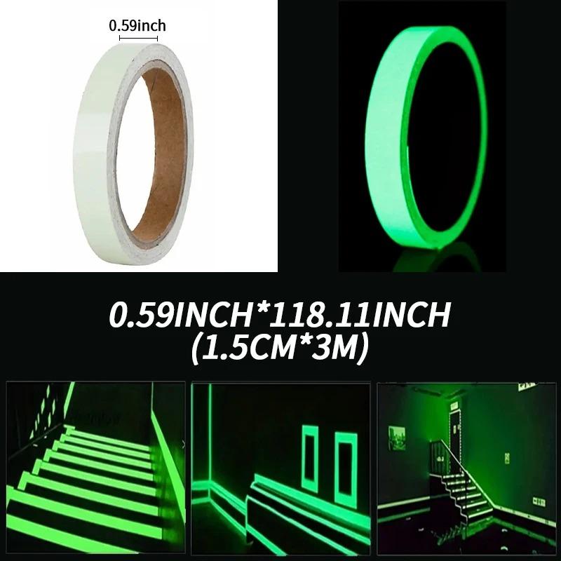 

Светящаяся флуоресцентная ночная самоклеящаяся светящаяся в темноте лента-наклейка безопасность охрана украшение дома предупреждающая клейкая лента 1,5 см×3 м 1.5cm×3m-1pc