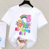 Anime Party White T Shirt for Girls Summer Cartoon Care Bears Cute Tops Cotton Birthday Number Tee Shirt Printed Clothes Gifts