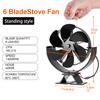 6 Blades Fireplace Fan 360° Rotating Heat Powered Fan Quiet Efficient Heat Distribution for Wood Log Burner Winter Warmer