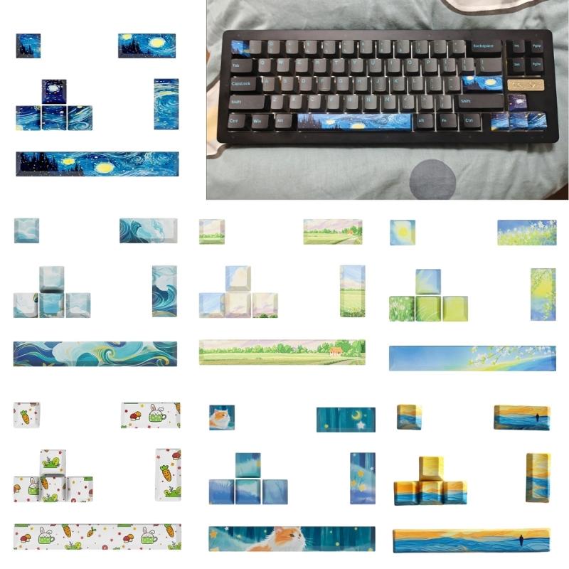 8Pcs DIY Personalizeds Keycaps 5Side Dyes-SUB 6.25u Space Bar Original Profile for Gaming Mechanical Keyboards