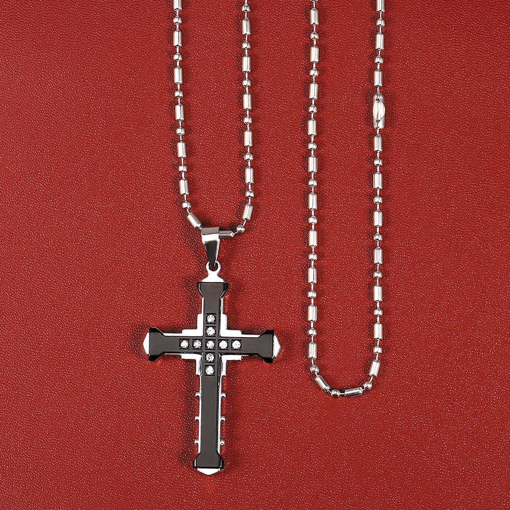 High Quality Cross Titanium Steel Non Fading Necklace,Domineering Trendy Men's hip-hop Pendant Chain,New Handsome Men Women Gift