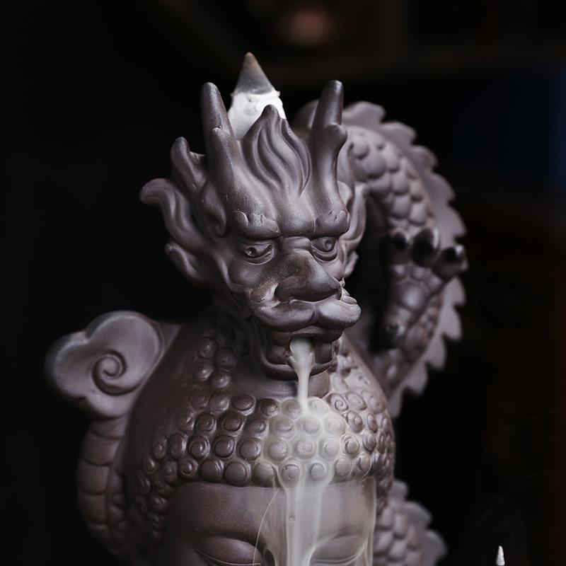 Creative Dragon Tathagata Backflow Incense Burner - Sandalwood & Agarwood Aromatherapy, Indoor Home Decor.