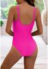 2024 Fashion Solid Color Slimming One-Piece Swimsuit – European American Sexy Tummy Concealing Backless Swimwear