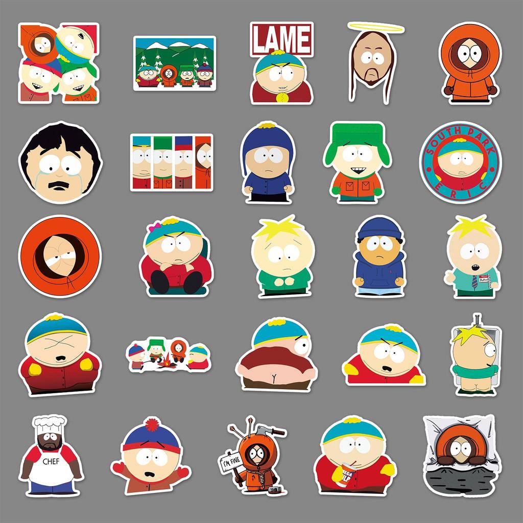 50 South Park Graffiti Cartoon Stickers for Skateboards, Water Bottles, and Suitcases