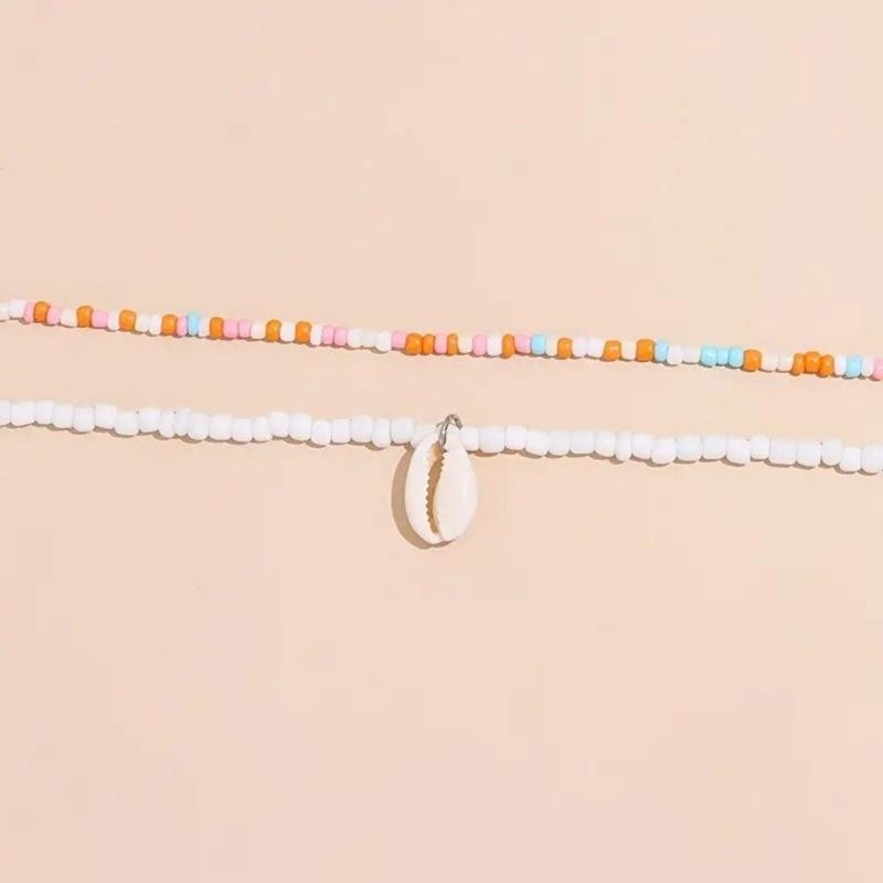 Bohemian Necklace Colorful Beaded Necklace Shell Pendant Necklace Set for Women Perfect for Holiday Party and Daily Wear