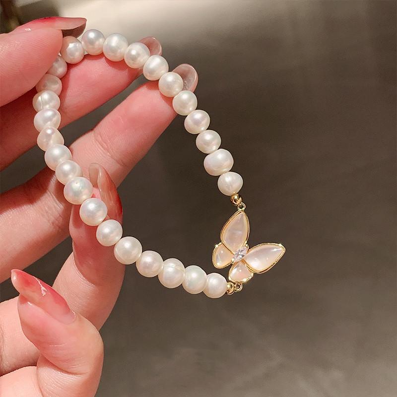 Высококачественные натуральные пресноводные жемчужины Сладкий дизайн с бабочкой 14K позолота Женские наборы Женское ожерелье Браслет Подарки