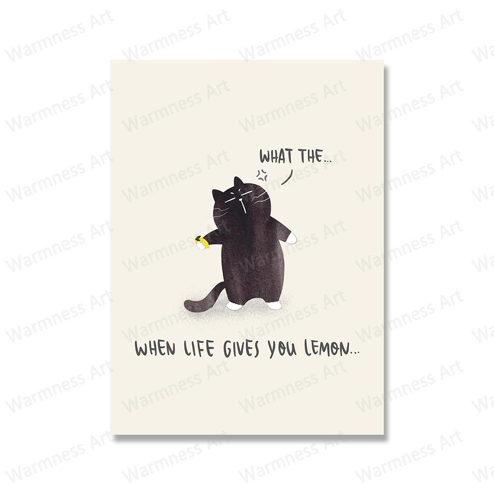 

Забавные плакаты с черными кошками, картины на холсте с животными, принты, настенные художественные фотографии, лимонный шоколад, пухлый для гостиной, украшение дома 21x30cm No Framed красный